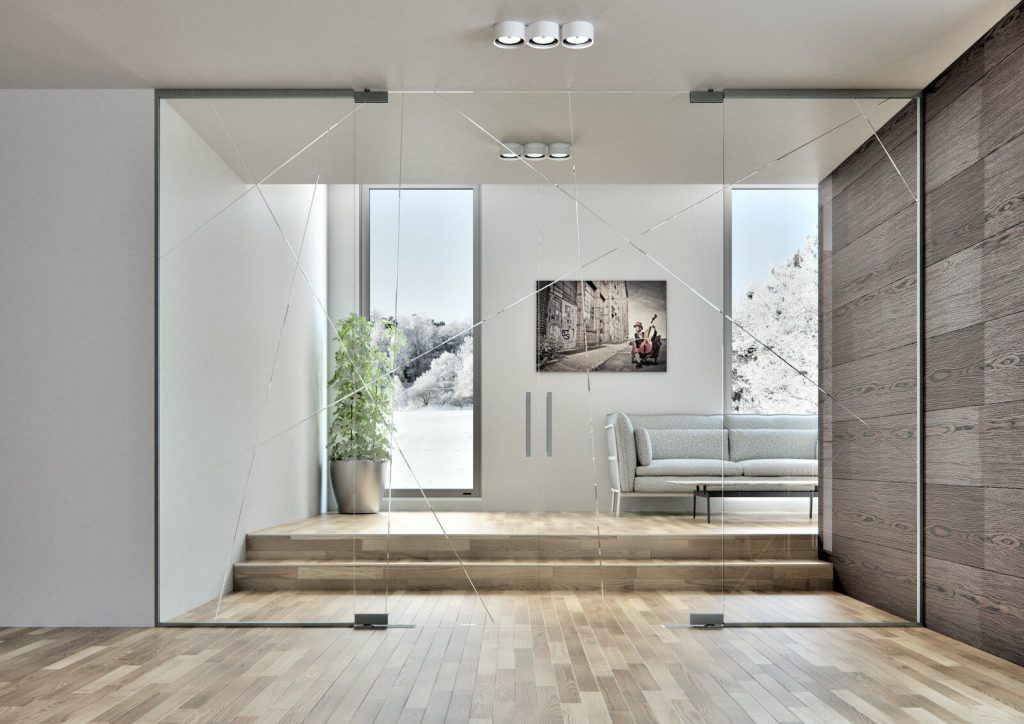 Glastüren öffnen Räume