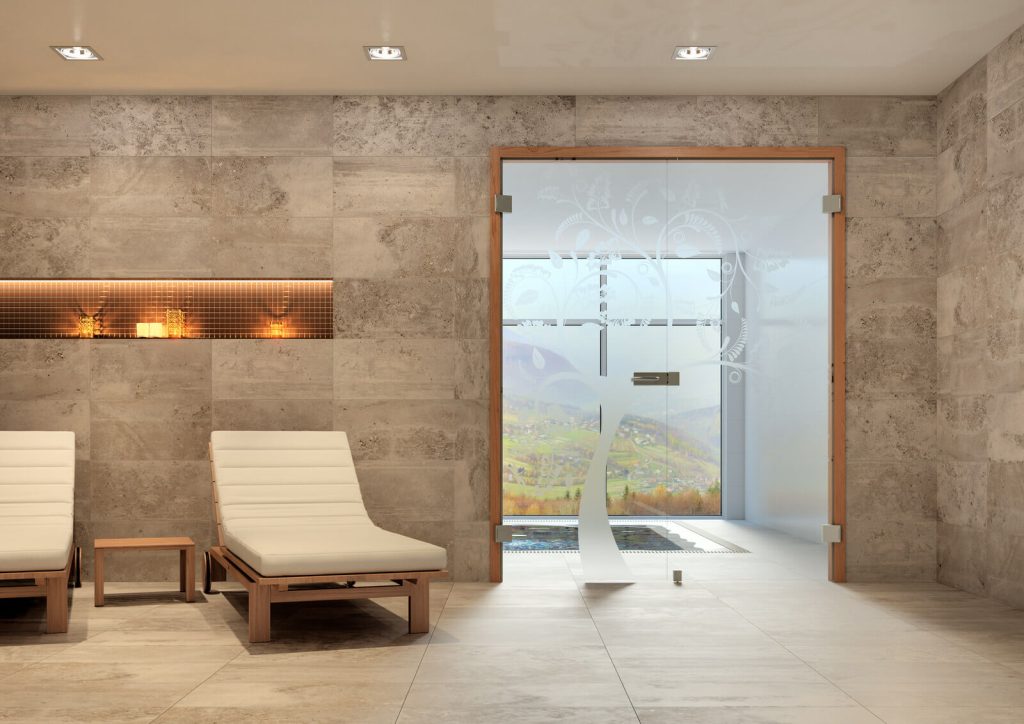 Ganzglastüre im Badebereich