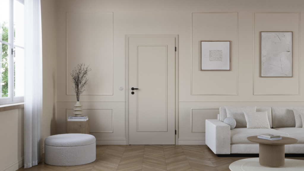 Ton in Ton mit der Wand, auch das lässt den Boden wirken.