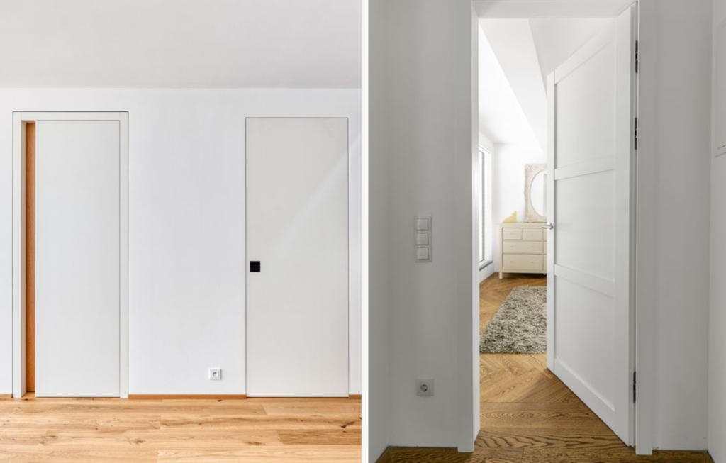Weiße Türen in verschiedensten Ausführungen, alles andere als langweilig.