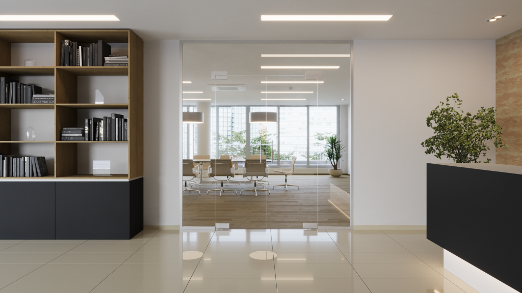 Glastrennwand im minimalistischen Design