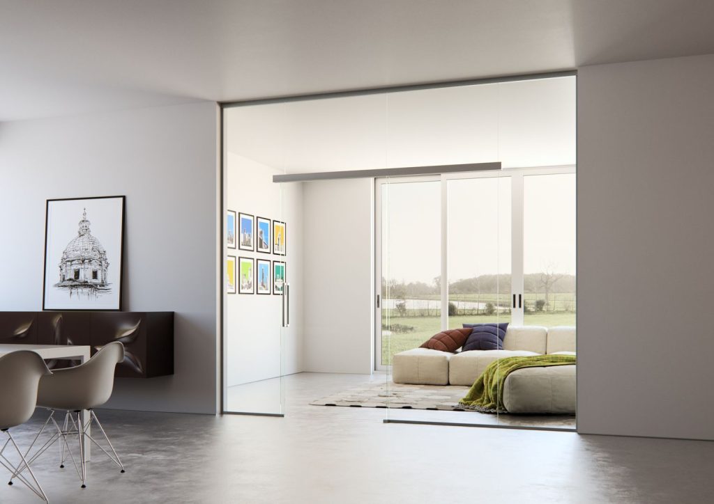 elegante Glastrennwand setzt architektonische Akzente